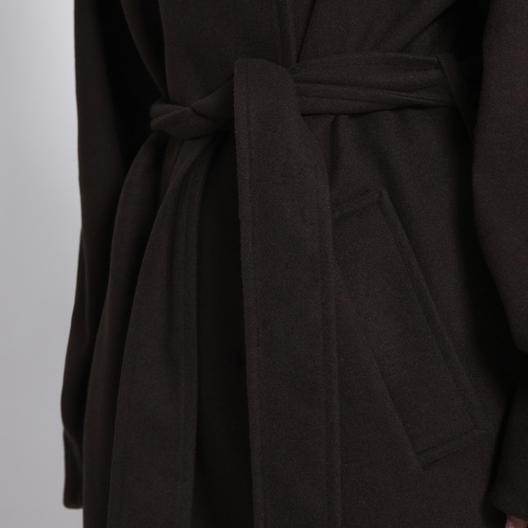 Long high-neck belted coat "Victoria" Brown